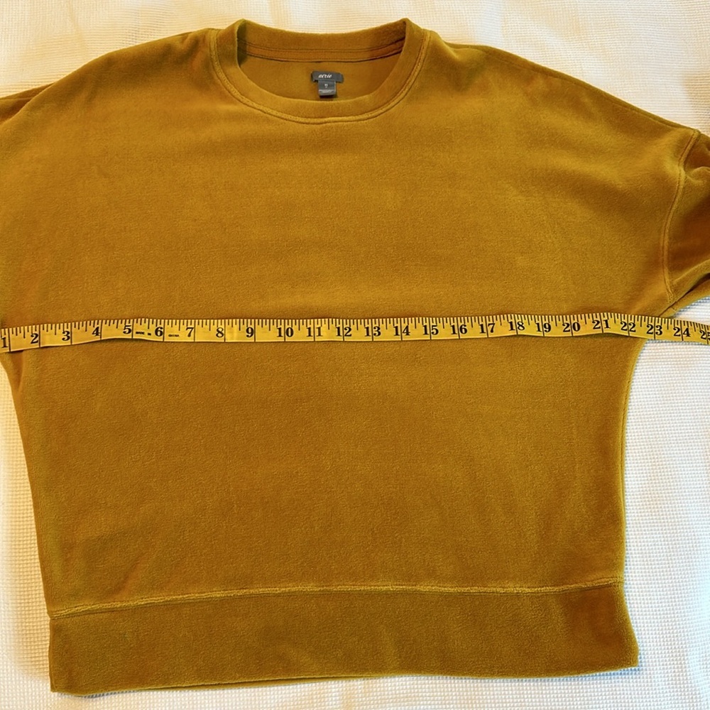 Aerie Terry Cloth Pullover Sweater Sweatshirt Top Crew Neck Marigold Yellow XS - Picture 8 of 11